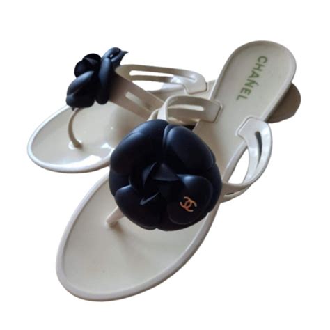 chanel camellia jelly sandals replica|Chanel thong sandals.